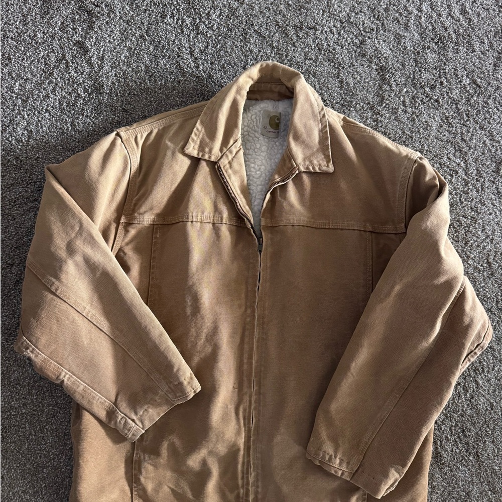 Carhartt Men's Brown Zip Up Jacket with Sherpa interior